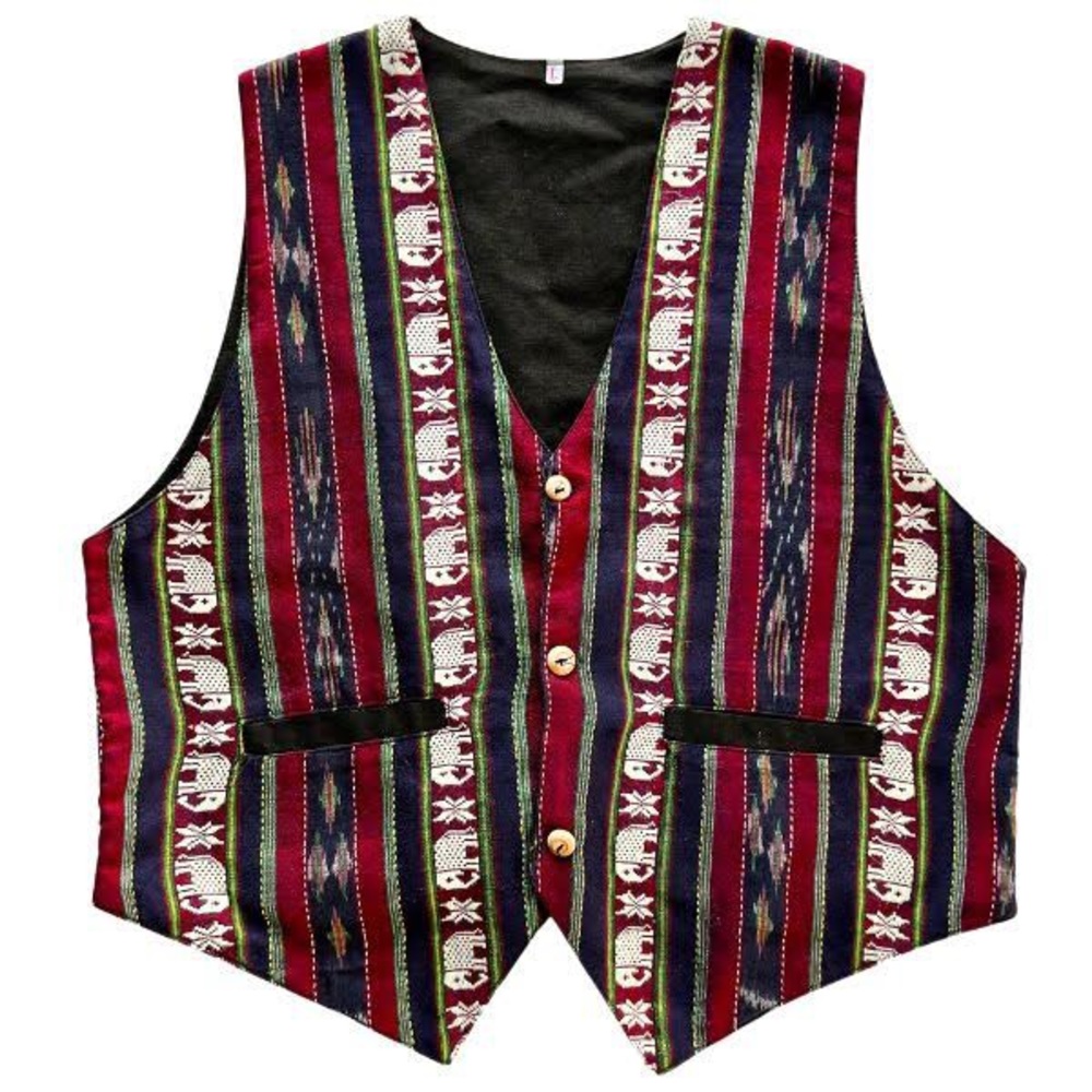 Vintage Passport of Pier 1 Imports Woven Embroidered Vest